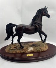 Vintage Nico Arabian Horse Statue Black Stallion Resin Sculpture Made In Spain picture