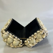 Vintage Seashell Encrusted Jewelry Trinket Treasure Box, Handmade Coastal Beach picture
