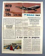 BOAC NEWS BOEING 747 COLOUR SUPPLEMENT AIRLINE 1969 B.O.A.C. CABIN CREW picture