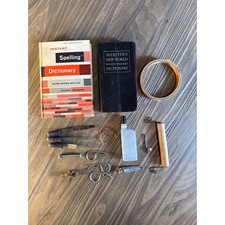 Vintage Webster's Dictionary Spelling Book TuckTape Tool Lot UAW Lite-R Clipper picture