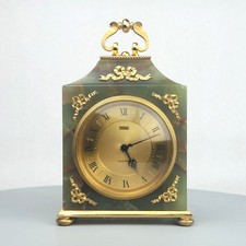 Vintage Imhof Bucherer 82-803 cal 244 Green Onyx 8-Day Mantel Clock Swiss 15J picture