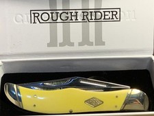 Rough Rider Classic Carbon Yellow 2 Blade Folding Hunter 5 1/4