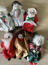 6 Vintage Ceramic Face Christmas Clown Dolls 5