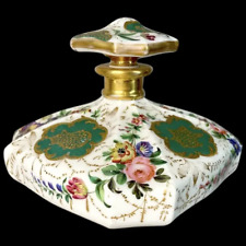 Exquisite 20th Ct French Porcelain Perfume Bottle adorned with Floral Splendor picture