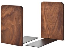 Black Walnut Wooden Bookends - Heavy Duty Non-Slip Organizers for Home & Office picture