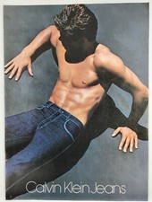 1981 Calvin Klein Men's Jeans Bare Chested Original Print Ad Retro 80's picture