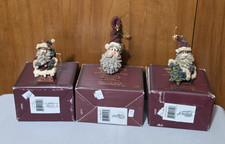 Boyds Bears Sliknick In The Chimney, Father Christmas, Nicholai W/ Tree Ornament picture