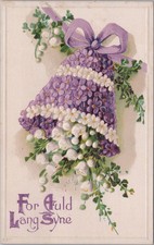 Antique Embossed New Year's Postcard – Divided Back Era- Bell Made of Flowers picture