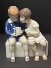 Vintage B & G Ceramic Unfair Treatment Boy & Girl Cup Bench #2175 EUC picture