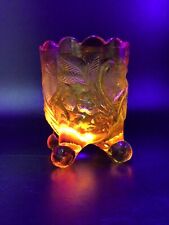 Amberina Glass Strawberry Pattern Toothpick Holder Cadmium Glows 2.5