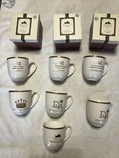 Lot of 7 Downton Abbey Coffee Mugs Ceramic Gold Trim + 3 Boxes picture
