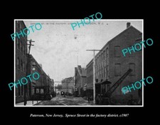 OLD LARGE HISTORIC PHOTO PATERSON NEW JERSEY VIEW OF SPRUCE STREET c1907 picture