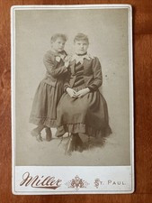 Two Girls Cabinet Card Antique Photo Nice Backstamp Miller St Paul MN picture