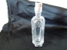 Pressed Crystal Clear Glass Perfume Hexagon Shape Bottle with Cork Stopper NEW picture
