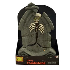 Vintage Gemmy Skeleton Splitting Tombstone Halloween Lights Sounds READ picture