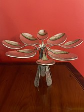 Vintage Art Collectible Handmade Display Deviled Egg Holder Artisan Made Spoons picture