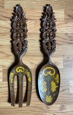 Vintage 1970's Sexton Cast Metal 21'' Ornate Fork & Spoon Wall Art MCM Decor picture