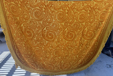 Vintage Fieldcrest Paisley Woven Bedspread Twin Burnt Orange Gold Fringe picture