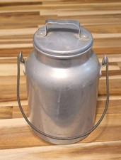 Vtg Wear-Ever Aluminum Milk Cream Can Pail Lid Wire Handle # 1032 2 Quart Rustic picture