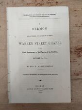 Antique Christian Sermon Warren Street Chapel Boston. F. D. Huntington 1864 picture