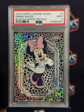2024 Topps Chrome Disney Minnie Mouse Black & White Speckle PSA 9 picture