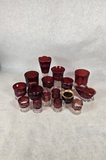 Antique Ruby Red Flash & Clear Glass KANSAS Souvenir Lot Of 16 SEE PHOTOS  picture