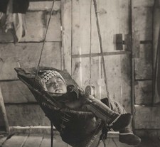 Rare Large Winter & Pond Alaska Native Infant Cradle Photo 1905 AK State Museum picture