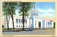 Salem Oregon Postcard 1930s State Capitol Linen ME picture