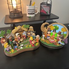 Danbury Mint Peanuts Nativity And Happy Thanksgiving Charlie Brown Light Up picture