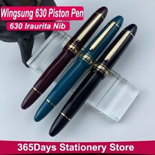 Wing Sung 630 Brief Fountain Pen Iraurita Piston Resin Gold Clip Pen Stationery picture