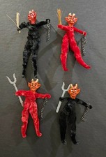 FOUR Vintage Mid-Century Austrian Krampus Devil Chenille Figures picture