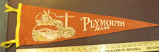 VINTAGE 1930s PLYMOUTH MASSACHUSETTS PENNANT 26.5