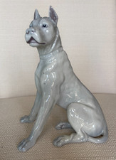 Antique Gebruder Heubach Great Dane Dog Porcelain Figurine Germany Large 8.5” picture