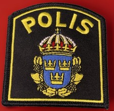 Vintage Sweden Swedish Police Authority Shoulder Iron On Patch Polis Embroidered picture