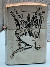 Vintage 1992 Noseart Lady Military Chrome Zippo Lighter picture