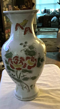 tall floral design decorative ceramic vase with gold trim 14