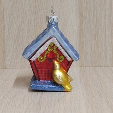 CBK Midwest Blown Glass Birdhouse Ornament Shiney Glittery 2 3/4