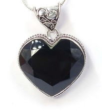 112.85Ct Natural Black Sapphire Pendant Heart Shape 925 Silver IGL Gemstone 6YHF picture
