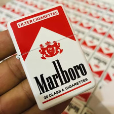 MARLBORO Advertising Refillable Lighter Flip Top Red & White New picture