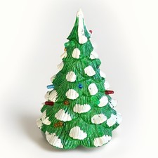 Vtg 1987 Ceramic Light Up 8” Green Christmas Tree Missing 2 Bulbs & Lamp Cord picture