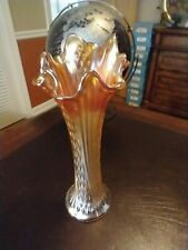 VTG Fenton April Showers Marigold Carnival Glass Flared Ruffle Top Flower Vase picture