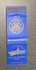 US Navy Ship 20 Strike Matchbook Cover U.S.S. Lake Champlain CVS 39 WWll picture