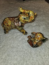 Vintage La Vie decoupage Elephant figurines. Safari Collection. set of 2 picture
