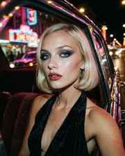 Blonde Curvy Model Glamour Car Night 8x10 Photo Print - 93674 picture