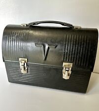 Vintage Thermos Brand V Victory Metal Dome Original Lunch Box Black Coal Miner picture