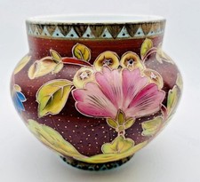 ART NOUVEAU Bohemian HARRACH Heavily Enameled Gold Gilded Glass Vase picture