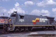 SEABOARD 3105 Railroad Train Locomotive ATLANTA GA Original 1987 Photo Slide picture