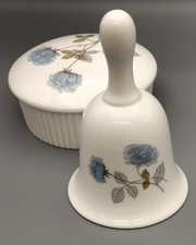 WEDGWOOD Ice Rose Bone China Trinket Box & Bell Set England Vintage VGC picture