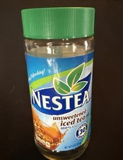 VINTAGE Nestea Unsweetened Instant Iced Tea Jar 3oz Green Lid EMPTY Discontinued picture