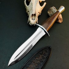 12.9 inch D2 Dagger Knife Full Tang Micarta Handle Fixed Blade Leather Sheath picture